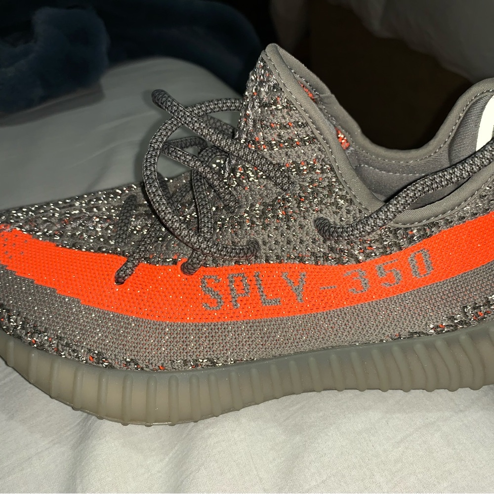 Yeezy Boost 350 V2 Gray and Orange Sneakers